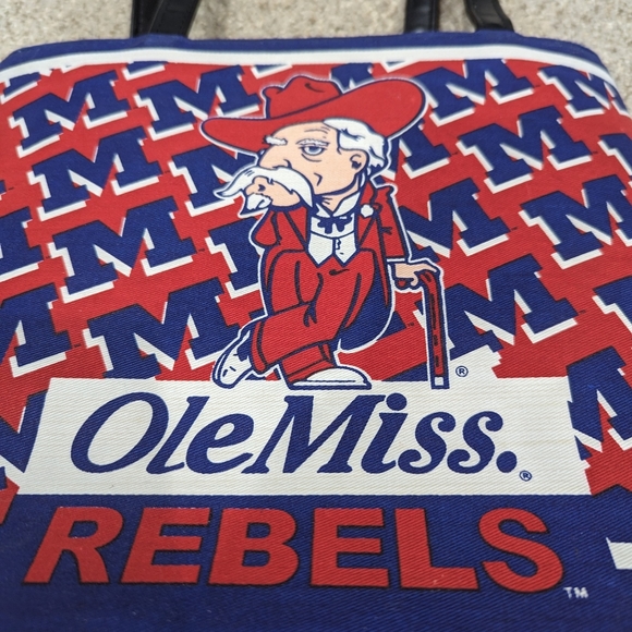 Vintage University Of Mississippi Ole Miss Rebels Colonel Reb Tote Handbag Purse - Picture 7 of 9
